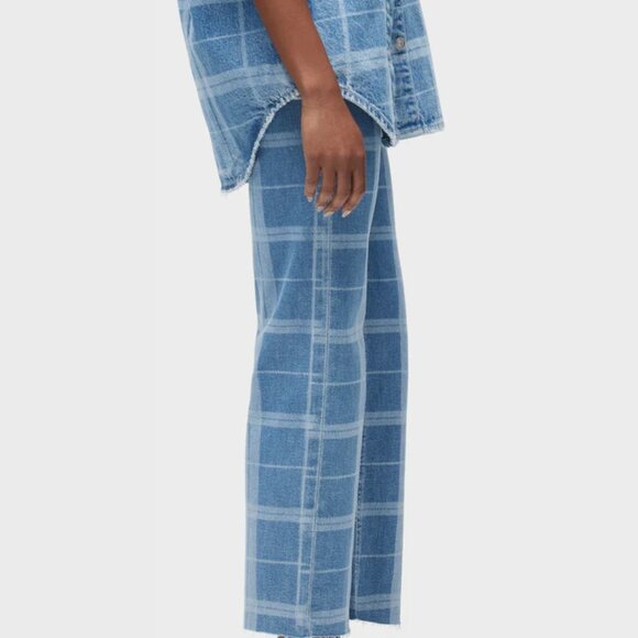 NEW HUDSON women Rosie High Rise Wide Leg Ankle Jeans in Plaid Indigo 825 7t3 - Picture 4 of 11